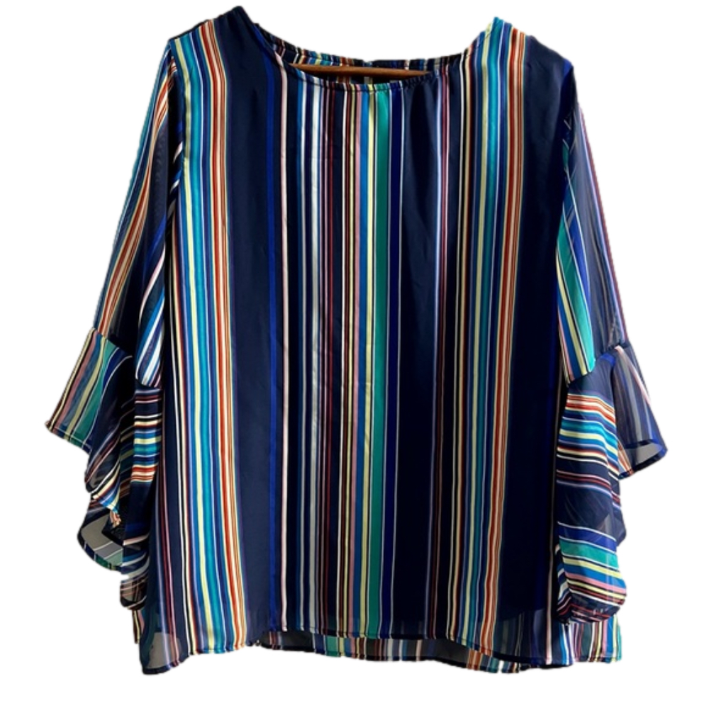 Women’s C Est 1946 Multicolored Striped Blouse Size XL